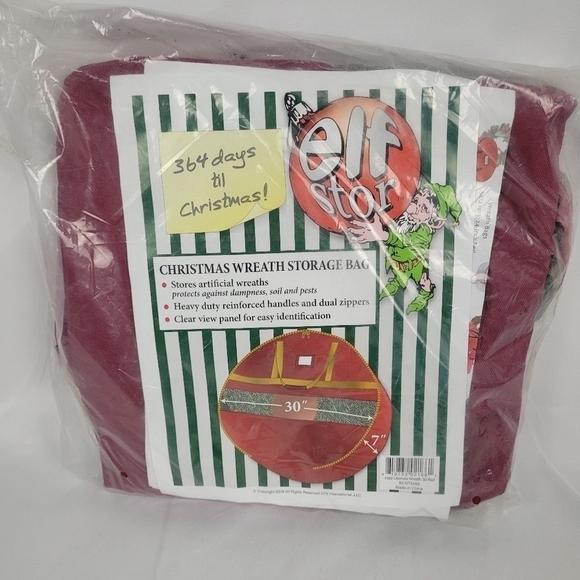 Elf Stor Ultimate Red Holiday Christmas Wreath Storage Bag For 30" Inch Wreaths - Picture 1 of 7